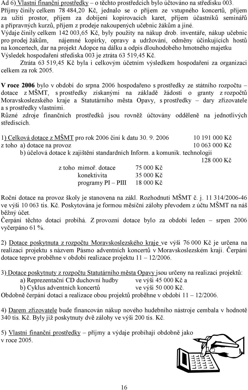 prodeje nakoupených učebnic žákům a jiné. c Výdaje činily celkem 142 003,65 Kč, byly použity na nákup drob.