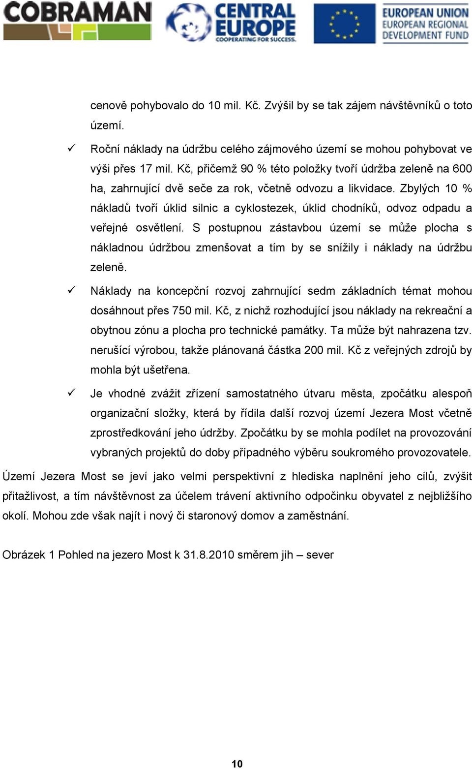 Zbylých 10 % nákladů tvoří úklid silnic a cyklostezek, úklid chodníků, odvoz odpadu a veřejné osvětlení.