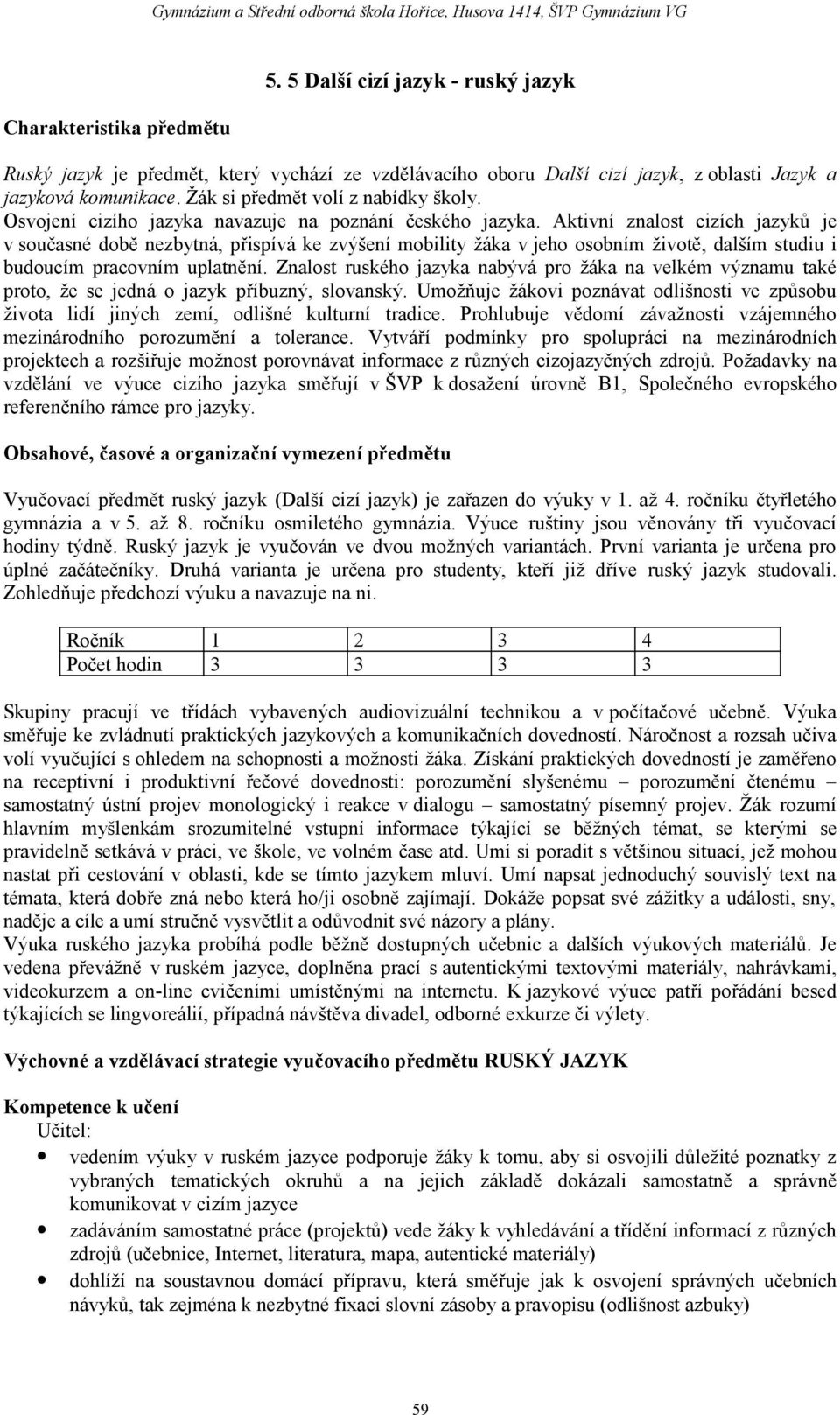 Aktivní znalost cizích jazyků je v současné době nezbytná, přispívá ke zvýšení mobility žáka v jeho osobním životě, dalším studiu i budoucím pracovním uplatnění.