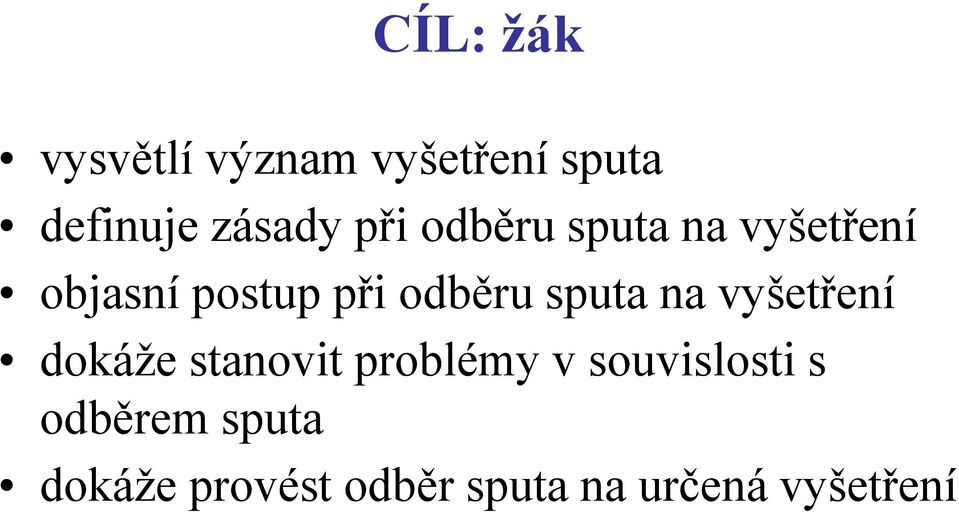 sputa na vyšetření dokáže stanovit problémy v souvislosti