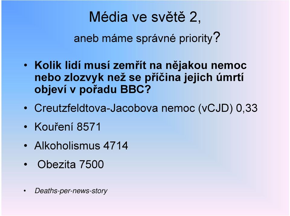 příčina jejich úmrtí objeví v pořadu BBC?