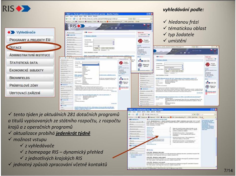 a z operačních programů aktualizace probíhá jedenkrát týdně možnost vstupu z vyhledávače z