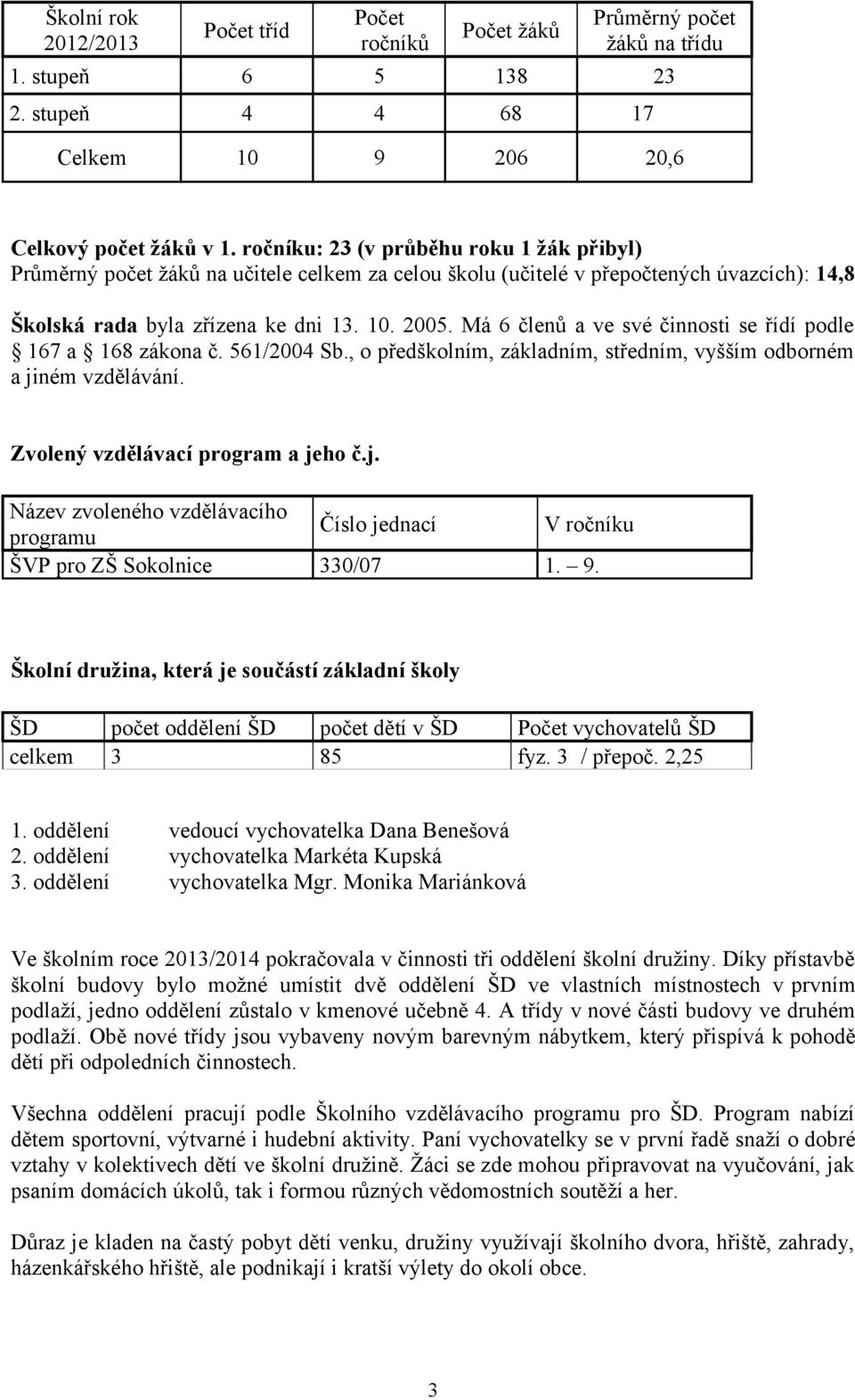 Má 6 členů a ve své činnosti se řídí podle 67 a 68 zákona č. 56/4 Sb., o předškolním, základním, středním, vyšším odborném a ji