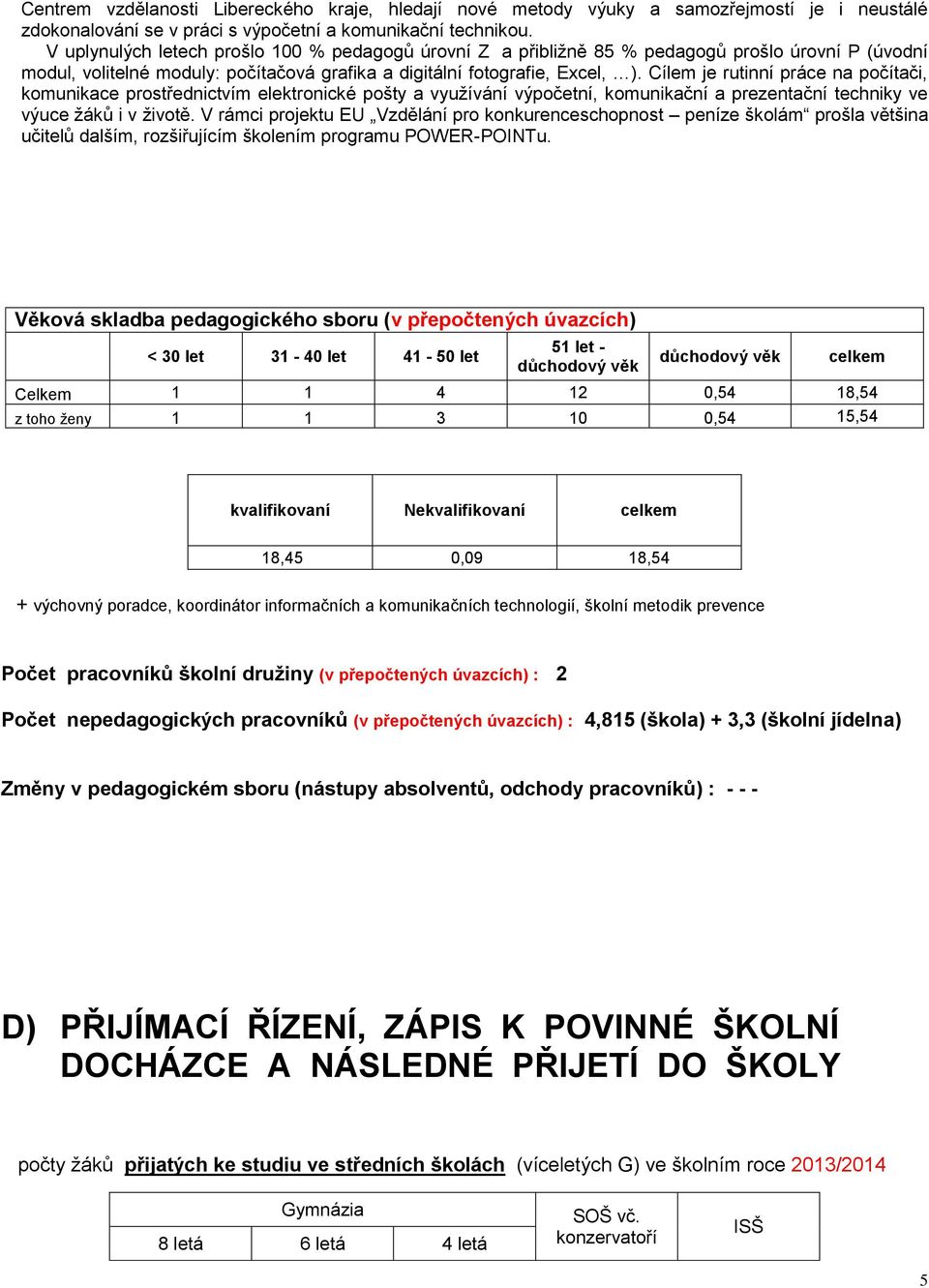 Cílem je rutinní práce na počítači, komunikace prostřednictvím elektronické pošty a využívání výpočetní, komunikační a prezentační techniky ve výuce žáků i v životě.