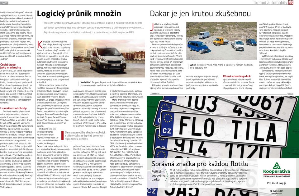 řidiče zaparkuje vozidlo nejen podélně, ale i kolmo k chodníku, možnost volby podvozku se znakem náprav 4x4, převodovky s přímým řazením, nebo progresivní dvouspojkové samočinné DSG, velkoplošné