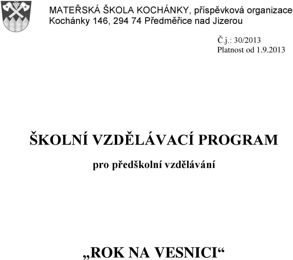 VZDĚLÁVACÍ PROGRAM pro