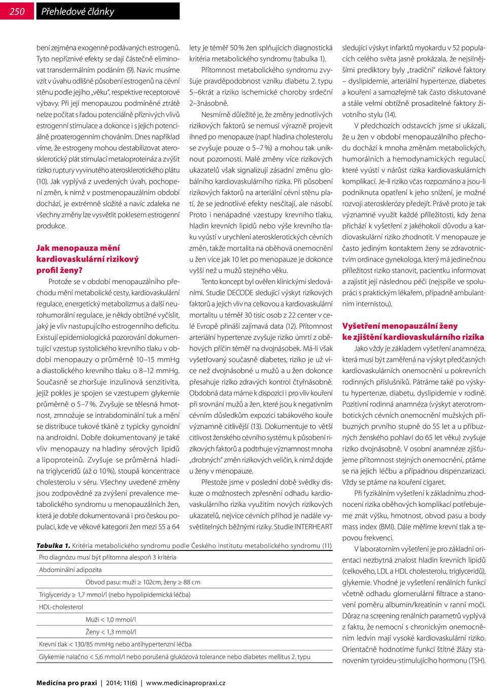 Při její menopauzou podmíněné ztrátě nelze počítat s řadou potenciálně příznivých vlivů estrogenní stimulace a dokonce i s jejich potenciálně proaterogenním chováním.