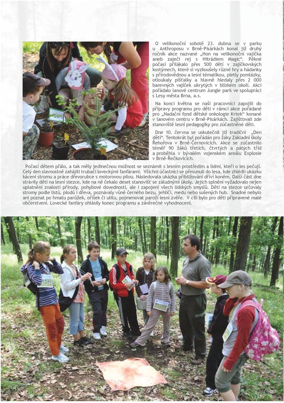 000 barevných vajíček ukrytých v blízkém okolí. Akci pořádalo lanové centrum Jungle park ve sp