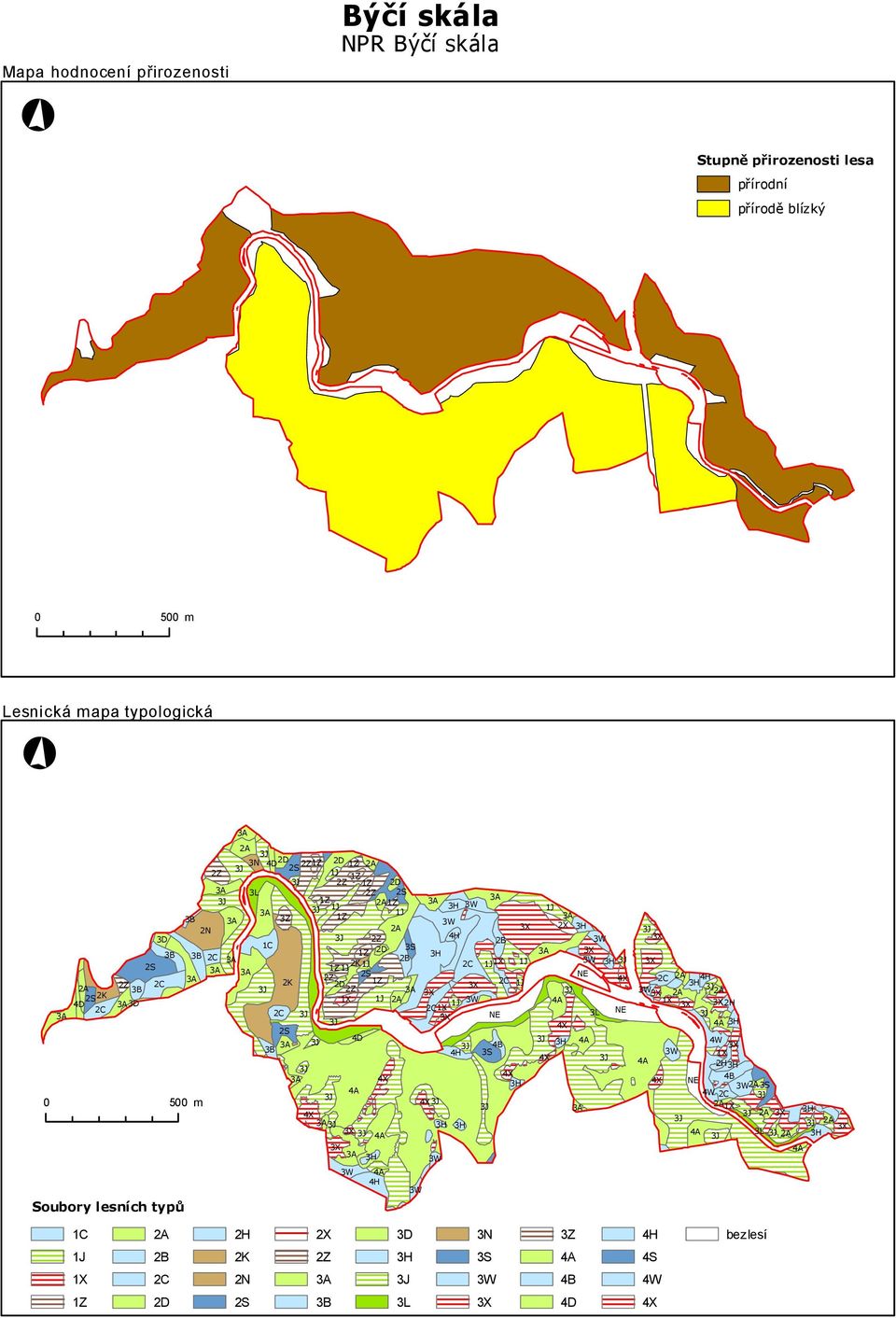 3X 4D 4H 3W 4H 3W 3X 3W 4A 4A 3X 4X 3W Býčí skála NPR Býčí skála Mapa