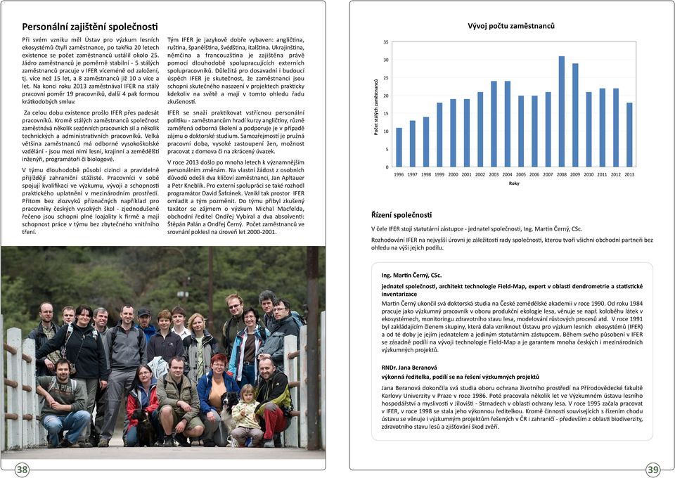 Na konci roku 2013 zaměstnával IFER na stálý pracovní poměr 19 pracovníků, další 4 pak formou krátkodobých smluv. Za celou dobu existence prošlo IFER přes padesát pracovníků.