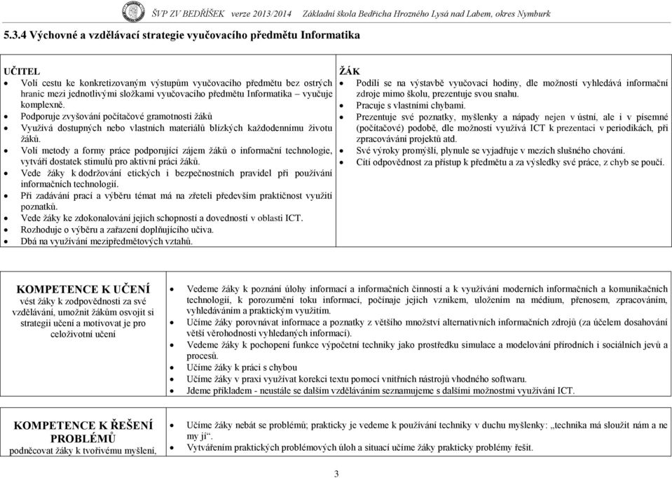 Volí metody a formy práce podporující zájem ţáků o informační technologie, vytváří dostatek stimulů pro aktivní práci ţáků.