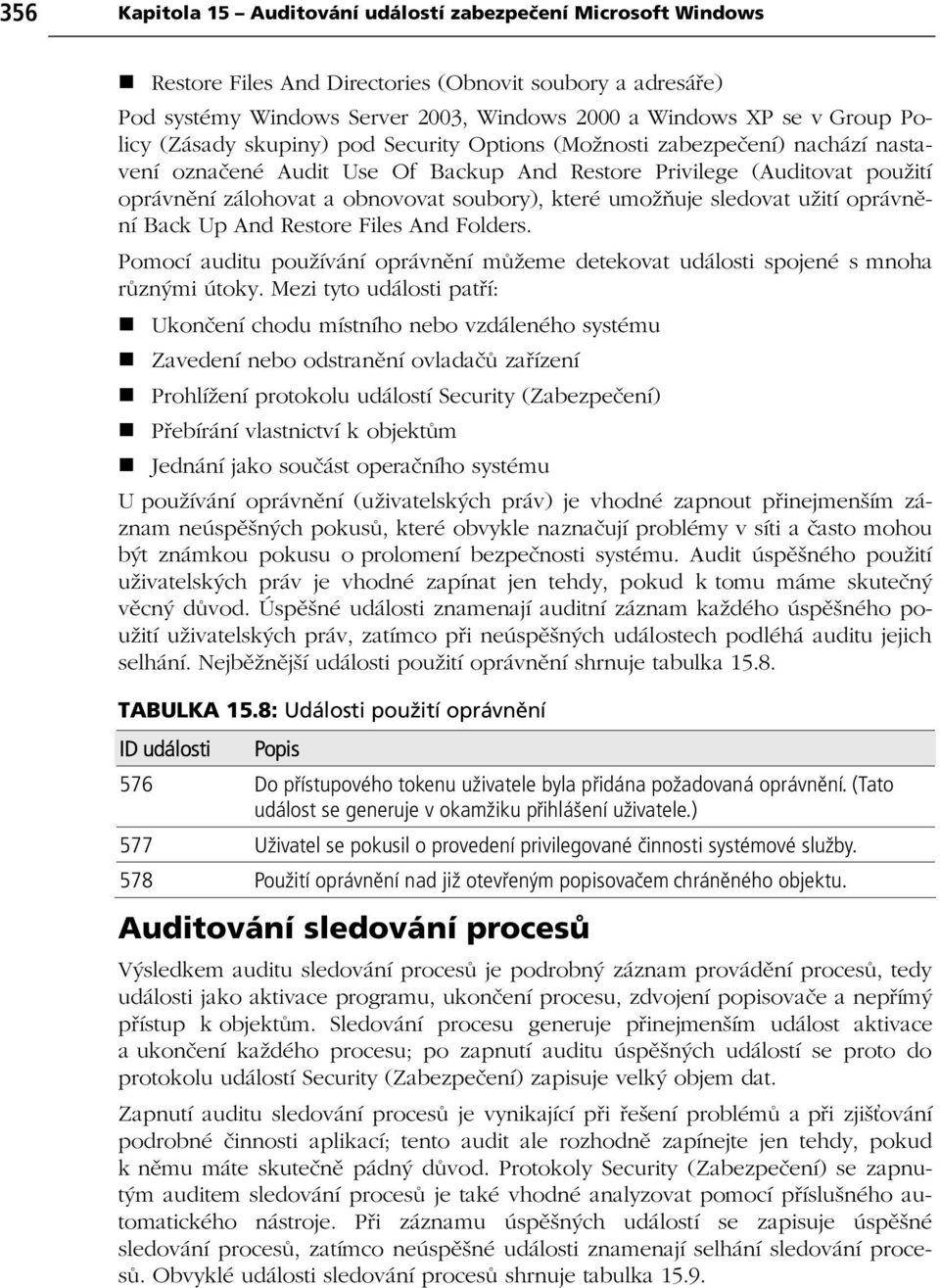 které umož uje sledovat užití oprávn ní Back Up And Restore Files And Folders. Pomocí auditu používání oprávn ní m žeme detekovat události spojené s mnoha r znými útoky.