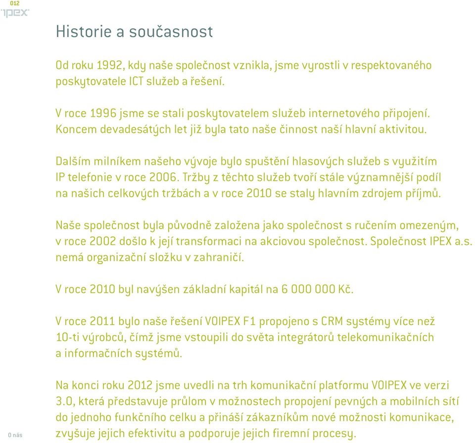 Dalším milníkem našeho vývoje bylo spuštění hlasových služeb s využitím IP telefonie v roce 2006.