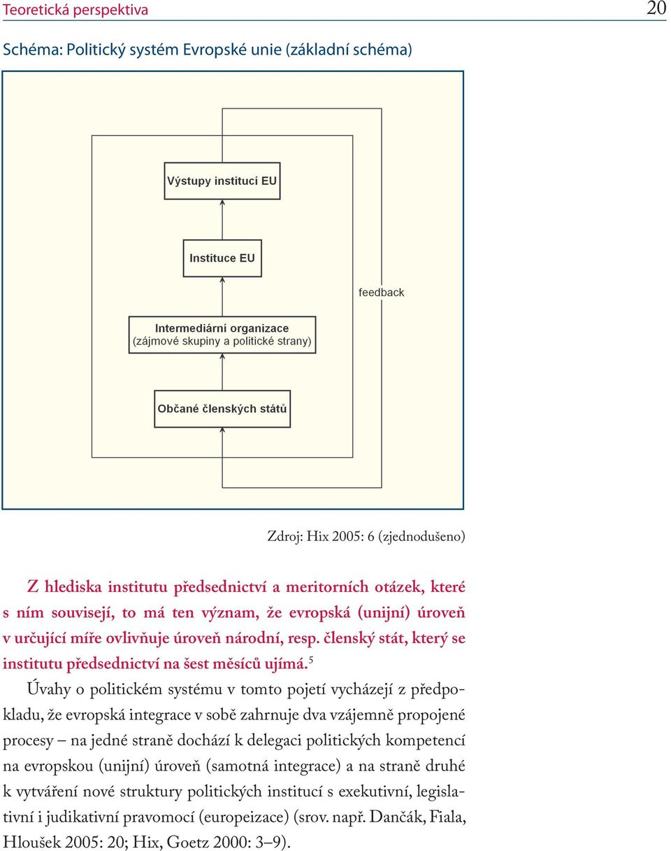5 Úvahy o politickém systému v tomto pojetí vycházejí z předpokladu, že evropská integrace v sobě zahrnuje dva vzájemně propojené procesy na jedné straně dochází k delegaci politických kompetencí na