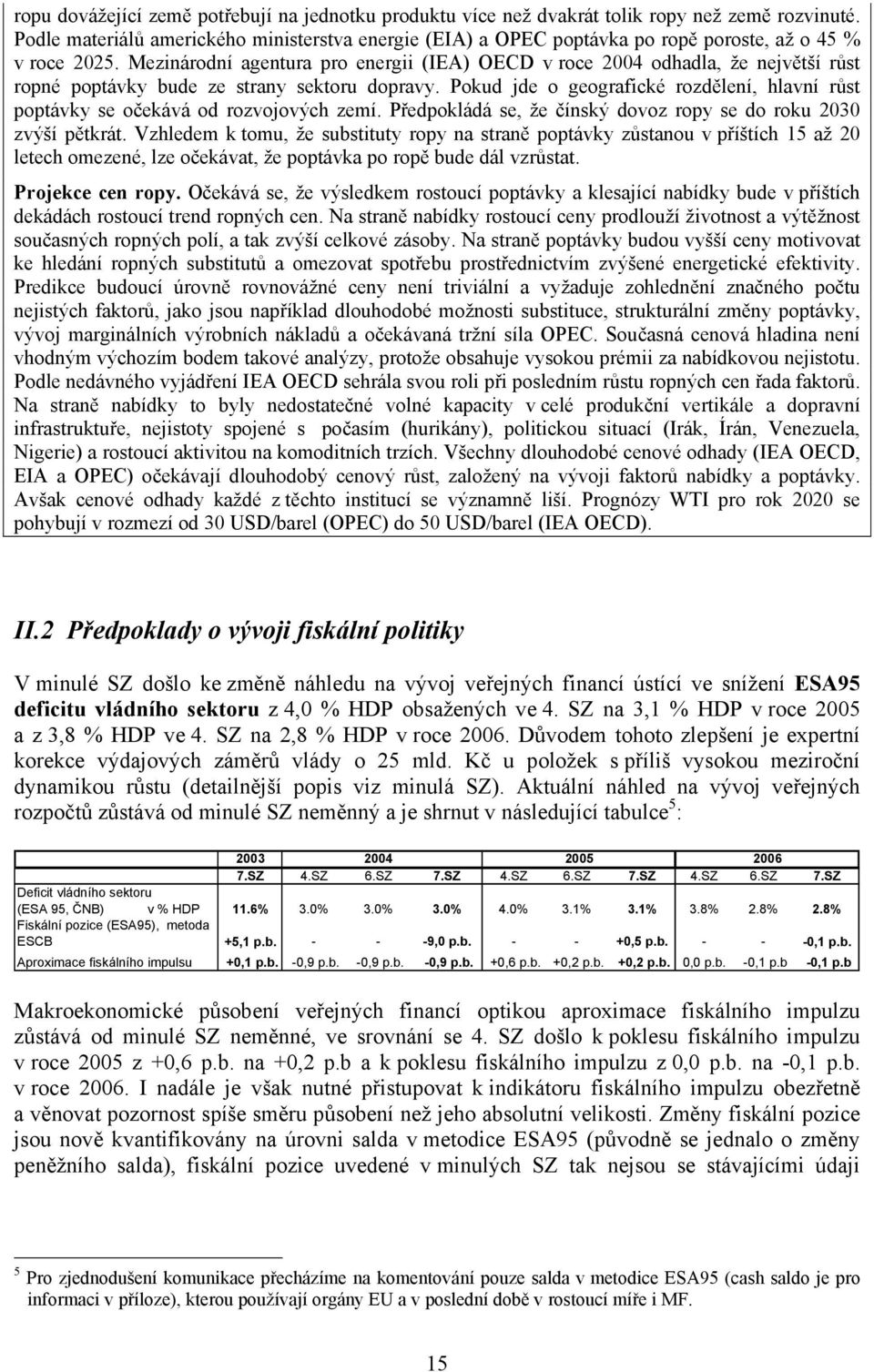 Mezinárodní agentura pro energii (IEA) OECD v roce 2004 odhadla, že největší růst ropné poptávky bude ze strany sektoru dopravy.