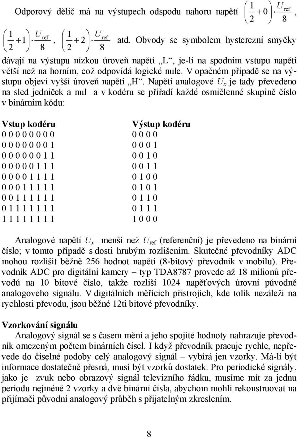 V opačném případě se na výstupu objeví vyšší úroveň napětí H.