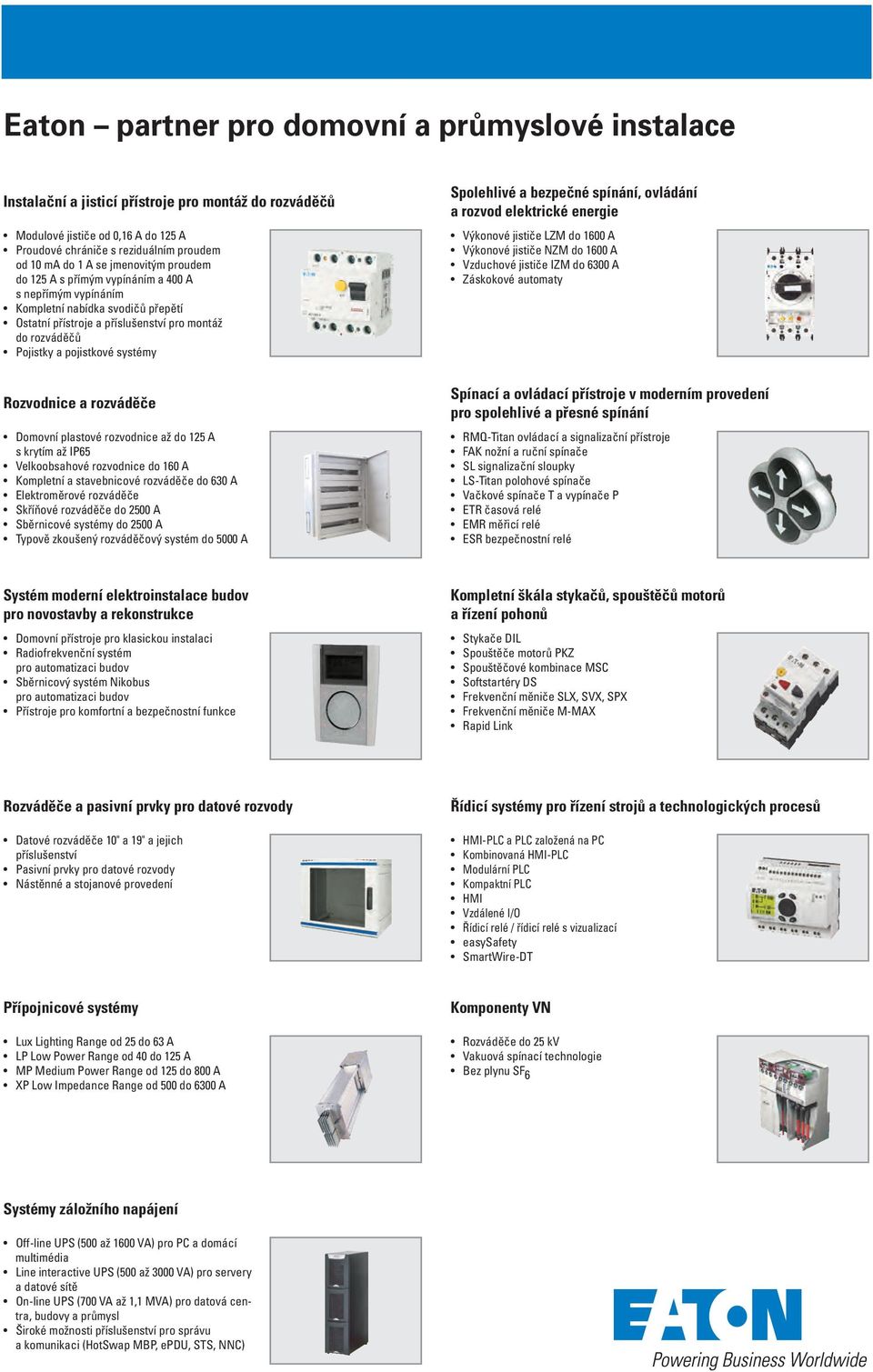 Spolehlivé a bezpečné spínání, ovládání a rozvod elektrické energie Výkonové jističe LZM do 1600 A Výkonové jističe NZM do 1600 A Vzduchové jističe IZM do 6300 A Záskokové automaty Rozvodnice a
