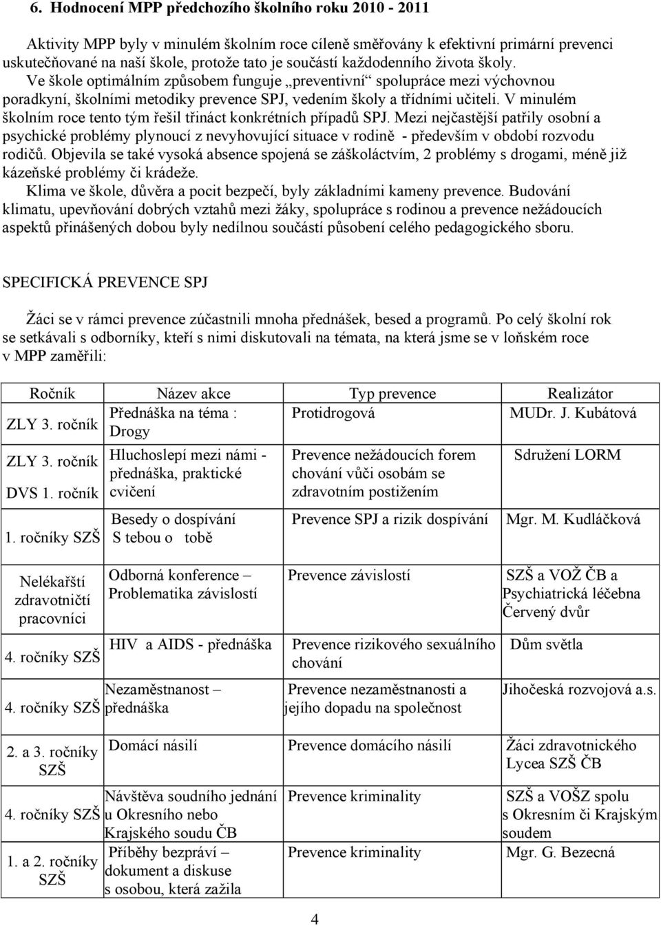 V minulém školním roce tento tým řešil třináct konkrétních případů SPJ.