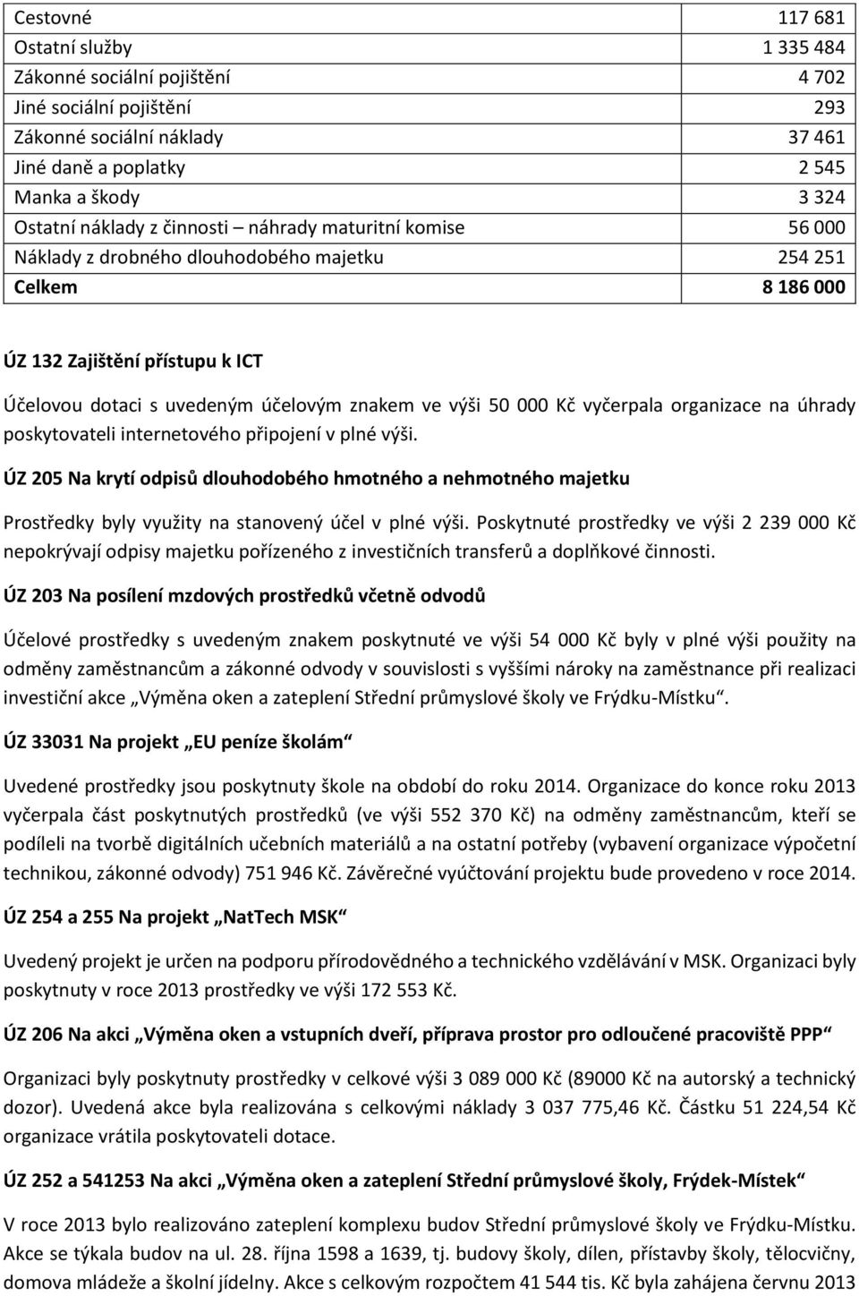 vyčerpala organizace na úhrady poskytovateli internetového připojení v plné výši.