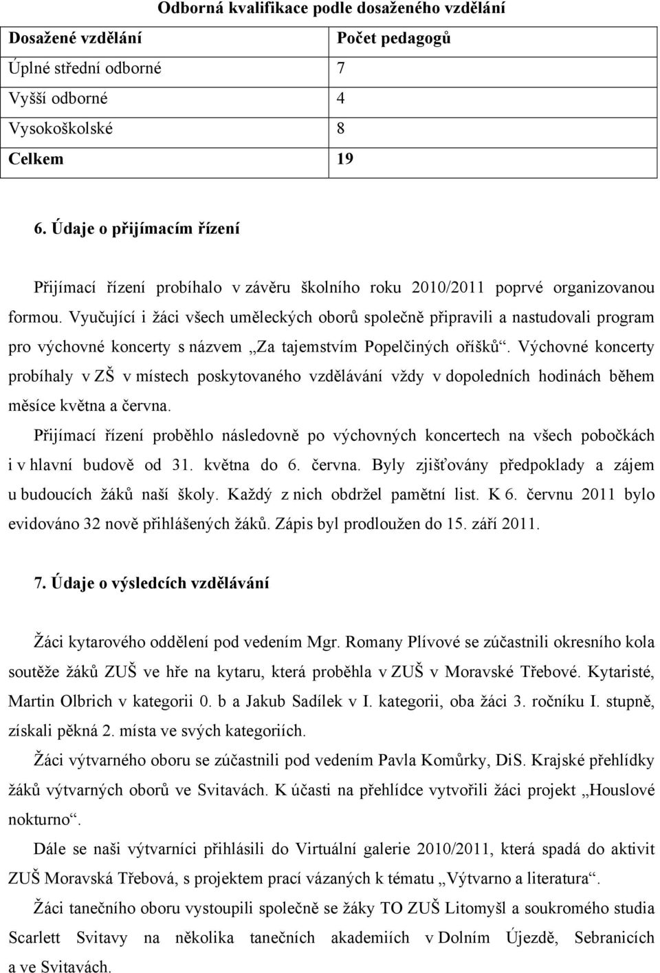 Vyučující i žáci všech uměleckých oborů společně připravili a nastudovali program pro výchovné koncerty s názvem Za tajemstvím Popelčiných oříšků.