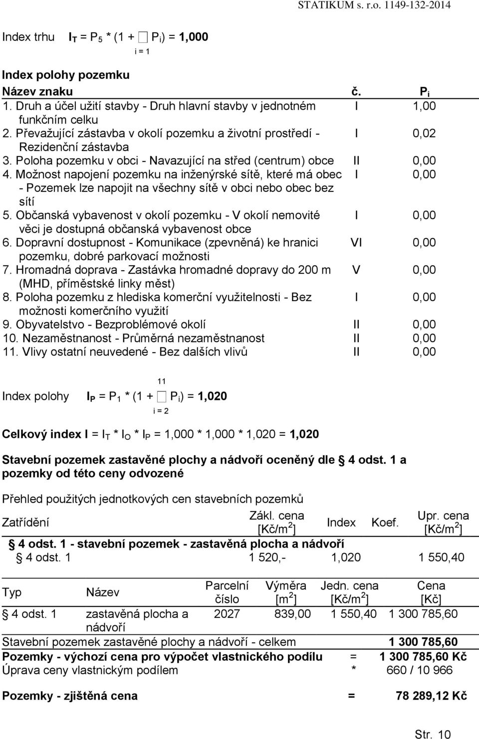 Možnost napojení pozemku na inženýrské sítě, které má obec I 0,00 - Pozemek lze napojit na všechny sítě v obci nebo obec bez sítí 5.