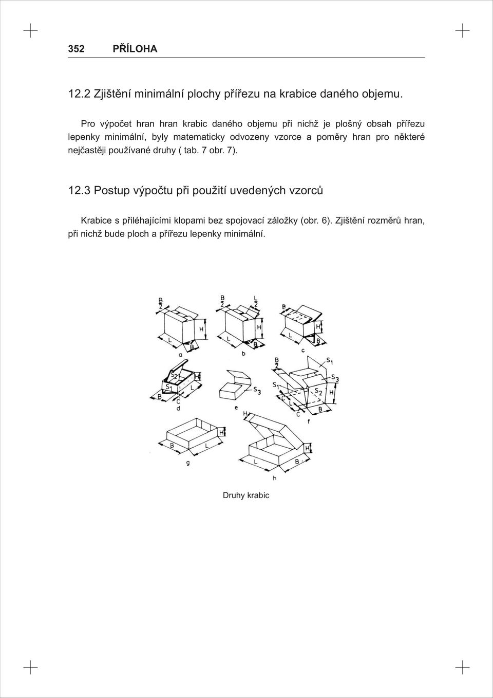 odvozeny vzorce a poměry hran pro některé nejčastěji používané druhy ( tab. 7 obr. 7).