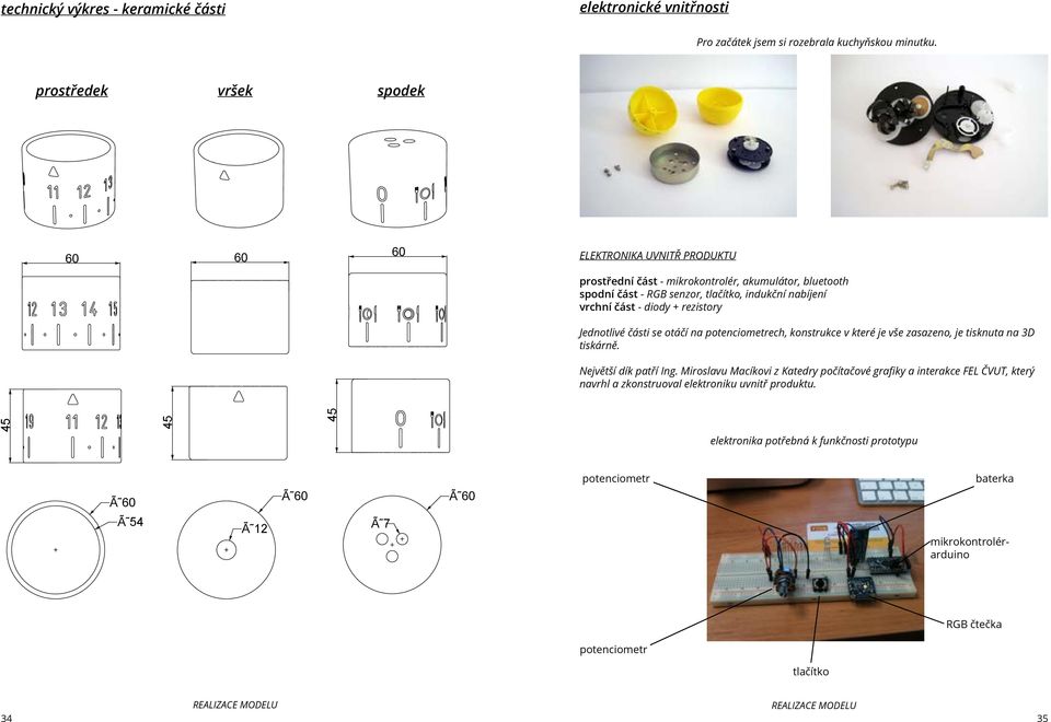 rezistory Jednotlivé části se otáčí na potenciometrech, konstrukce v které je vše zasazeno, je tisknuta na 3D tiskárně. Největší dík patří Ing.