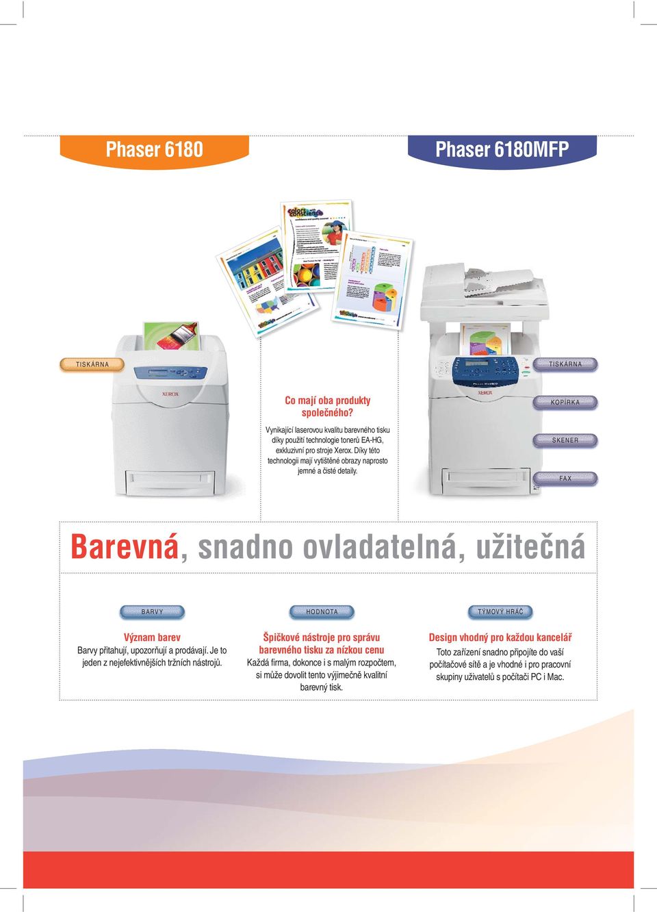 KOPÍRKA SKENER FAX Barevná, snadno ovladatelná, užitečná COLOR OR BARVY COLOR OR HODNOTA COLOR OR TÝMOVÝ HRÁČ Význam barev Barvy přitahují, upozorňují a prodávají.