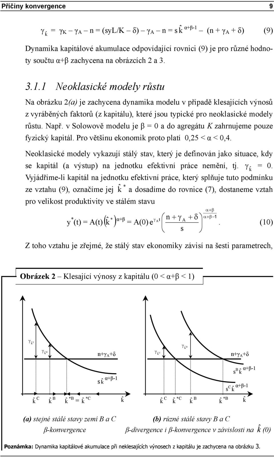 v Solowově modelu je β = 0 a do agregátu K zahrnujeme pouze fyzický kapitál. Pro většinu ekonomik proto platí 0,25 < α < 0,4.