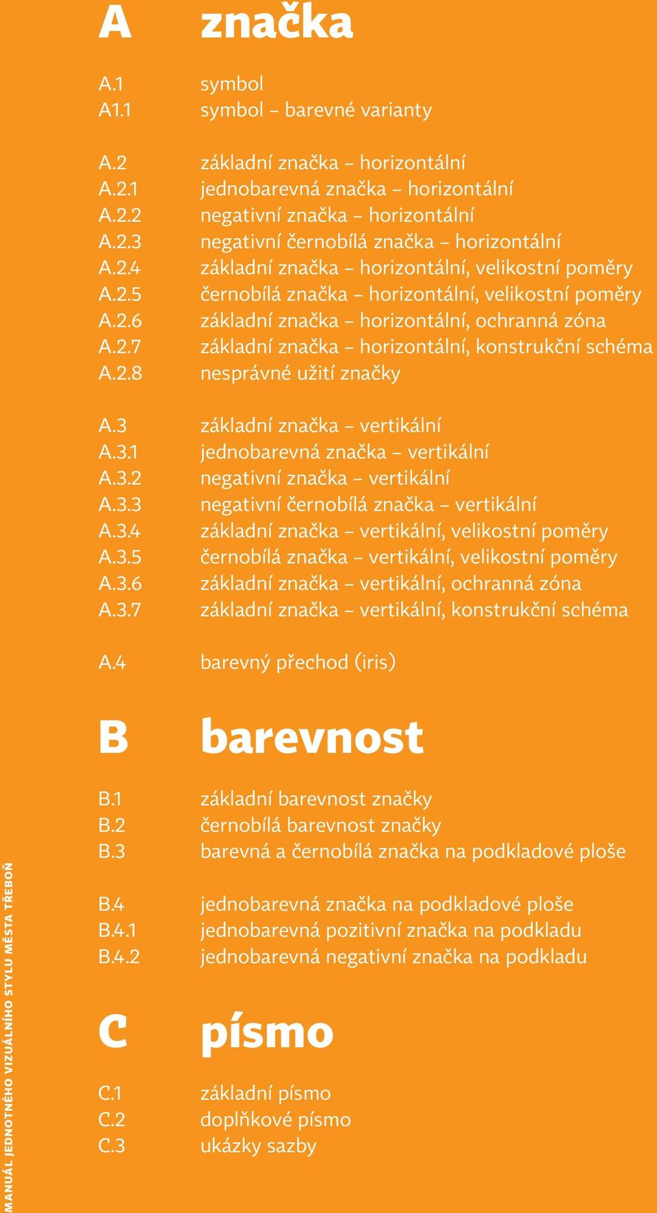 2.8 nesprávné užití značky A.3 základní značka vertikální A.3.1 jednobarevná značka vertikální A.3.2 negativní značka vertikální A.3.3 negativní černobílá značka vertikální A.3.4 základní značka vertikální, velikostní poměry A.