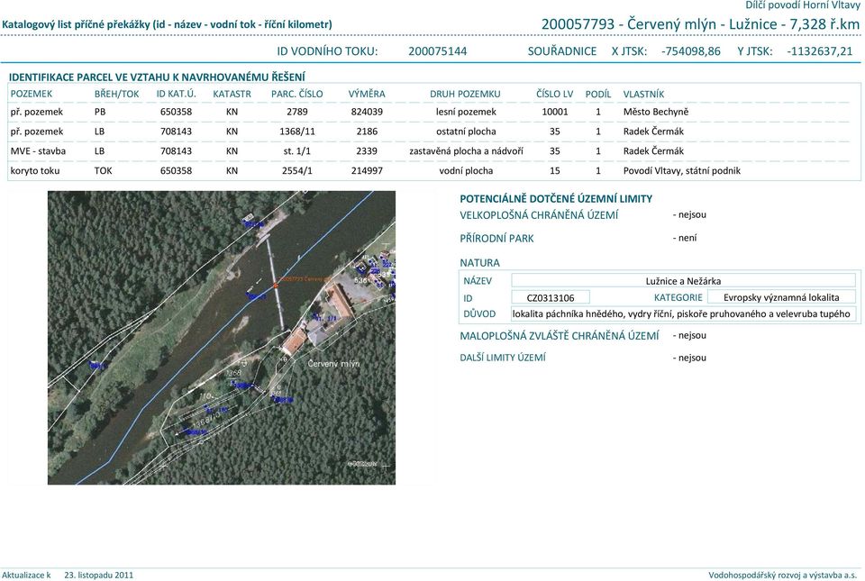 ČÍSLO VÝMĚRA DRUH POZEMKU ČÍSLO LV PODÍL př. pozemek PB 650358 KN 2789 824039 lesní pozemek 10001 1 př. pozemek LB 708143 KN 1368/11 2186 ostatní plocha 35 1 MVE - stavba LB 708143 KN st.