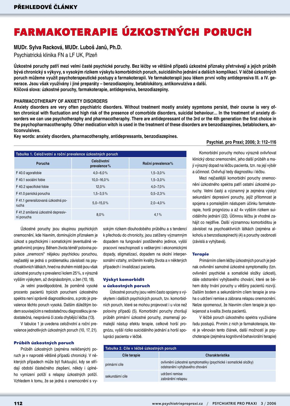 V léčbě úzkostných poruch můžeme využít psychoterapeutické postupy a farmakoterapii. Ve farmakoterapii jsou lékem první volby antidepresiva III. a IV. generace.