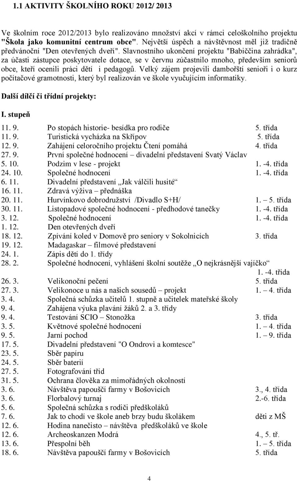 Slavnostního ukončení projektu "Babiččina zahrádka", za účasti zástupce poskytovatele dotace, se v červnu zúčastnilo mnoho, především seniorů obce, kteří ocenili práci dětí i pedagogů.