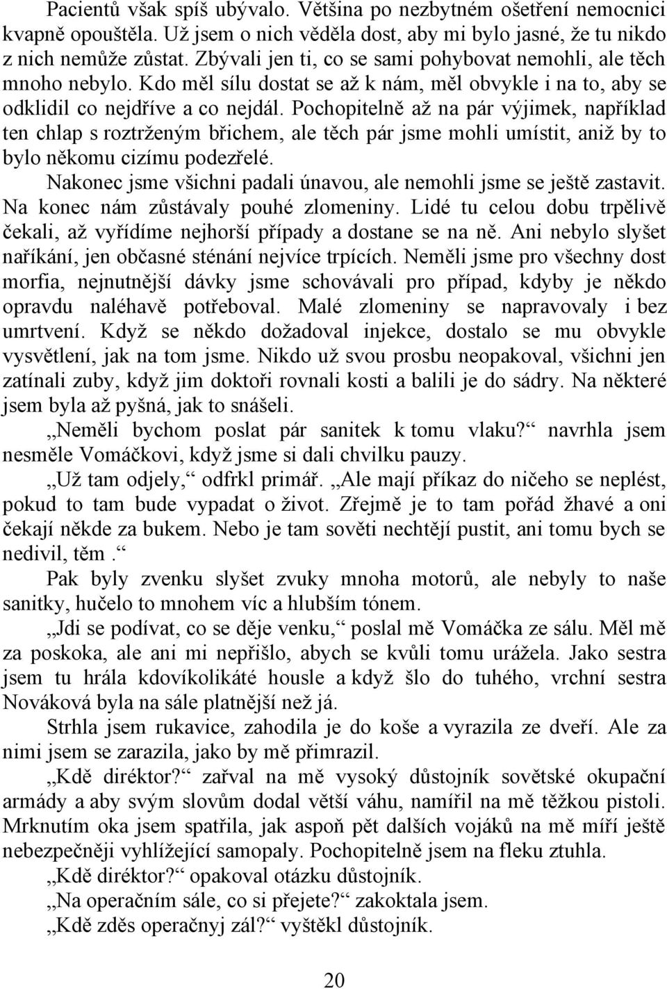 Pochopitelně až na pár výjimek, například ten chlap s roztrženým břichem, ale těch pár jsme mohli umístit, aniž by to bylo někomu cizímu podezřelé.