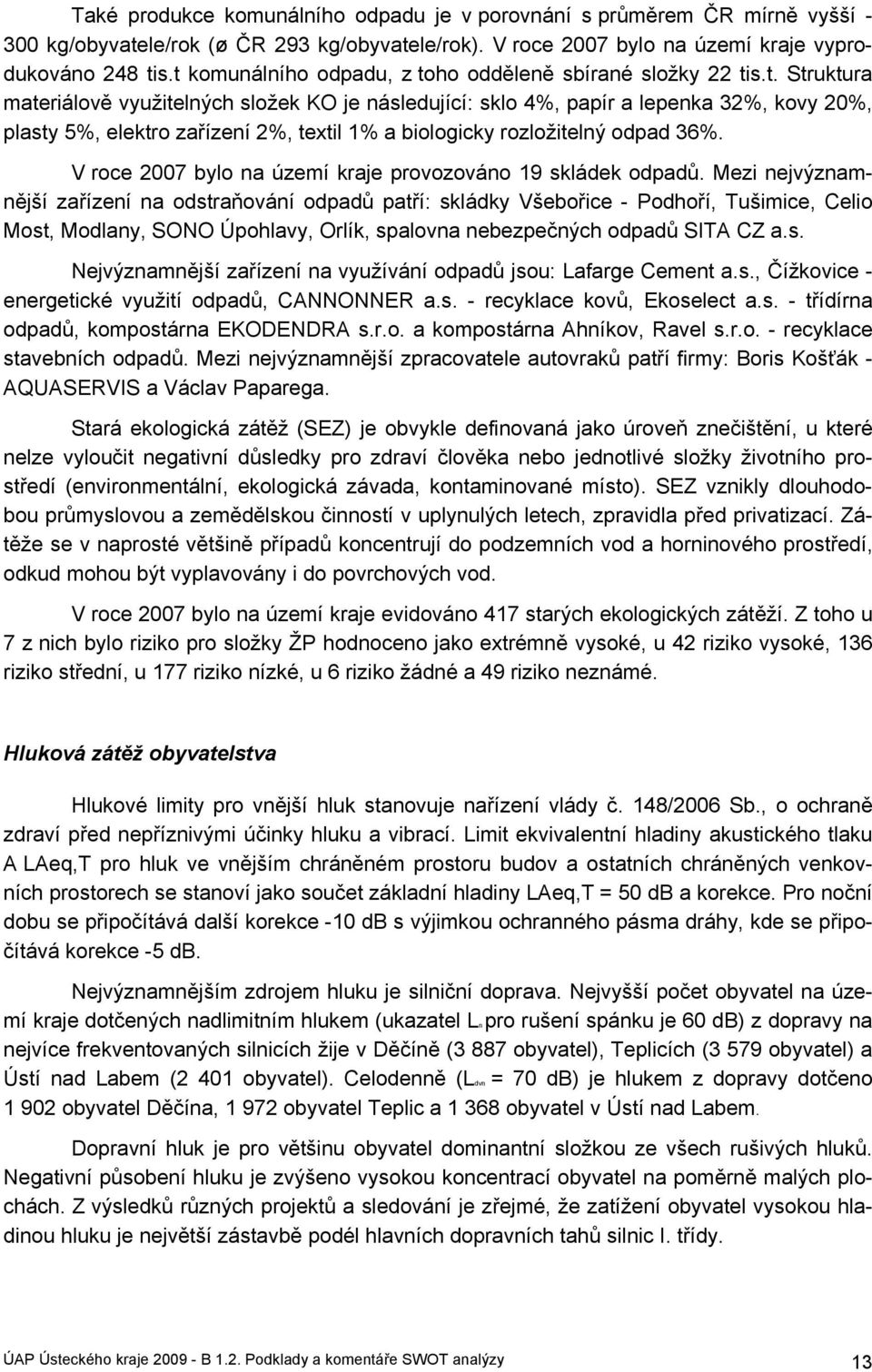 V roce 2007 bylo na území kraje provozováno 19 skládek odpadů.