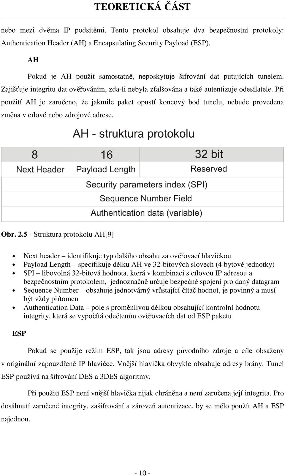 Při použití AH je zaručeno, že jakmile paket opustí koncový bod tunelu, nebude provedena změna v cílové nebo zdrojové adrese. Obr. 2.