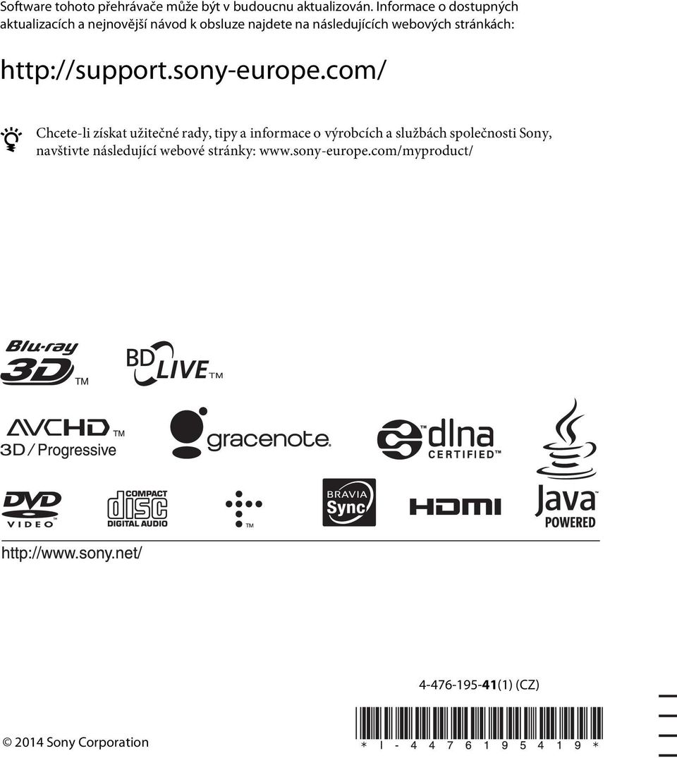 stránkách: http://support.sony-europe.