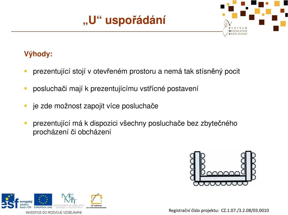 postavení je zde možnost zapojit více posluchače prezentující má