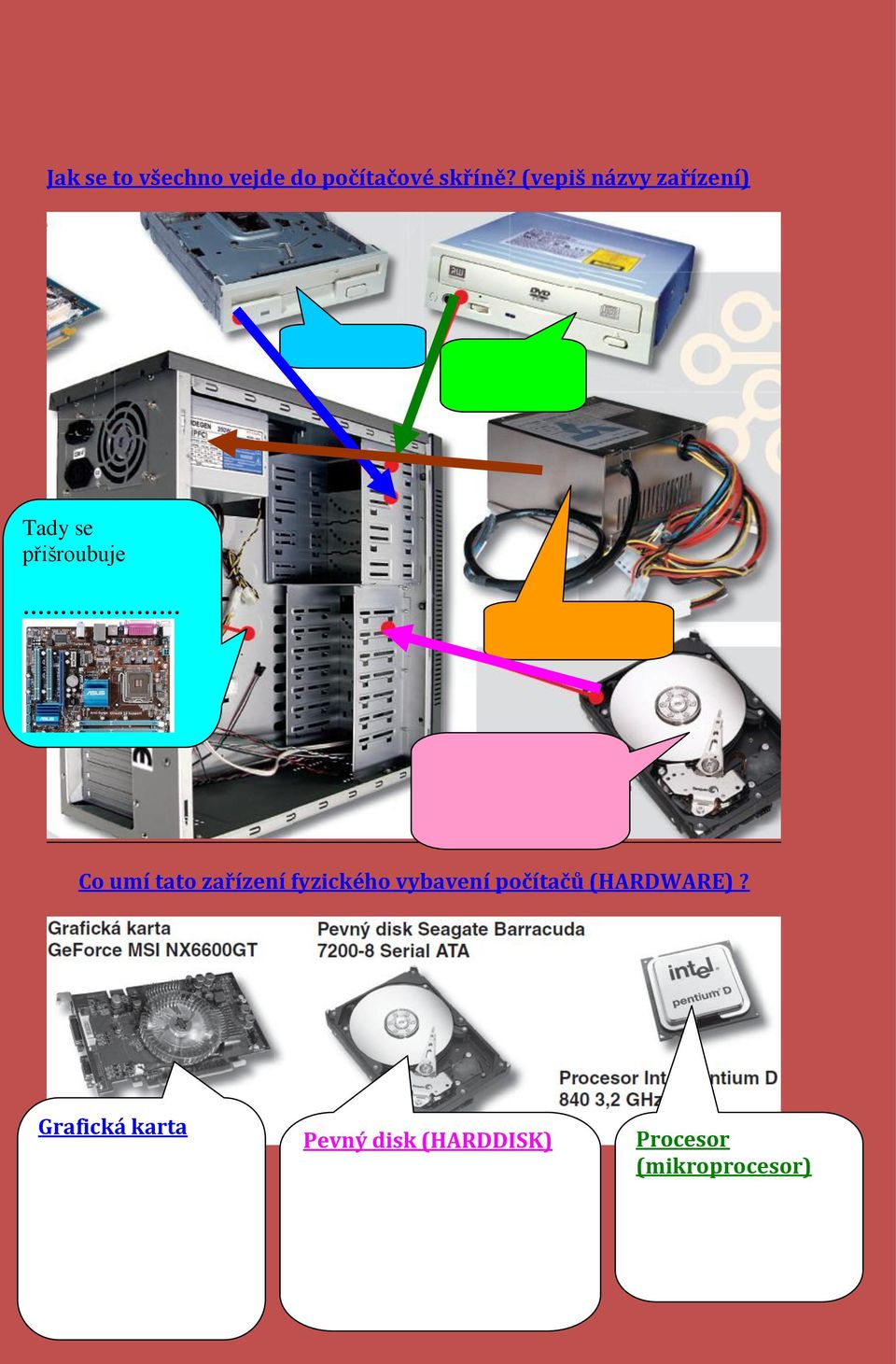 zařízení fyzického vybavení počítačů (HARDWARE)?