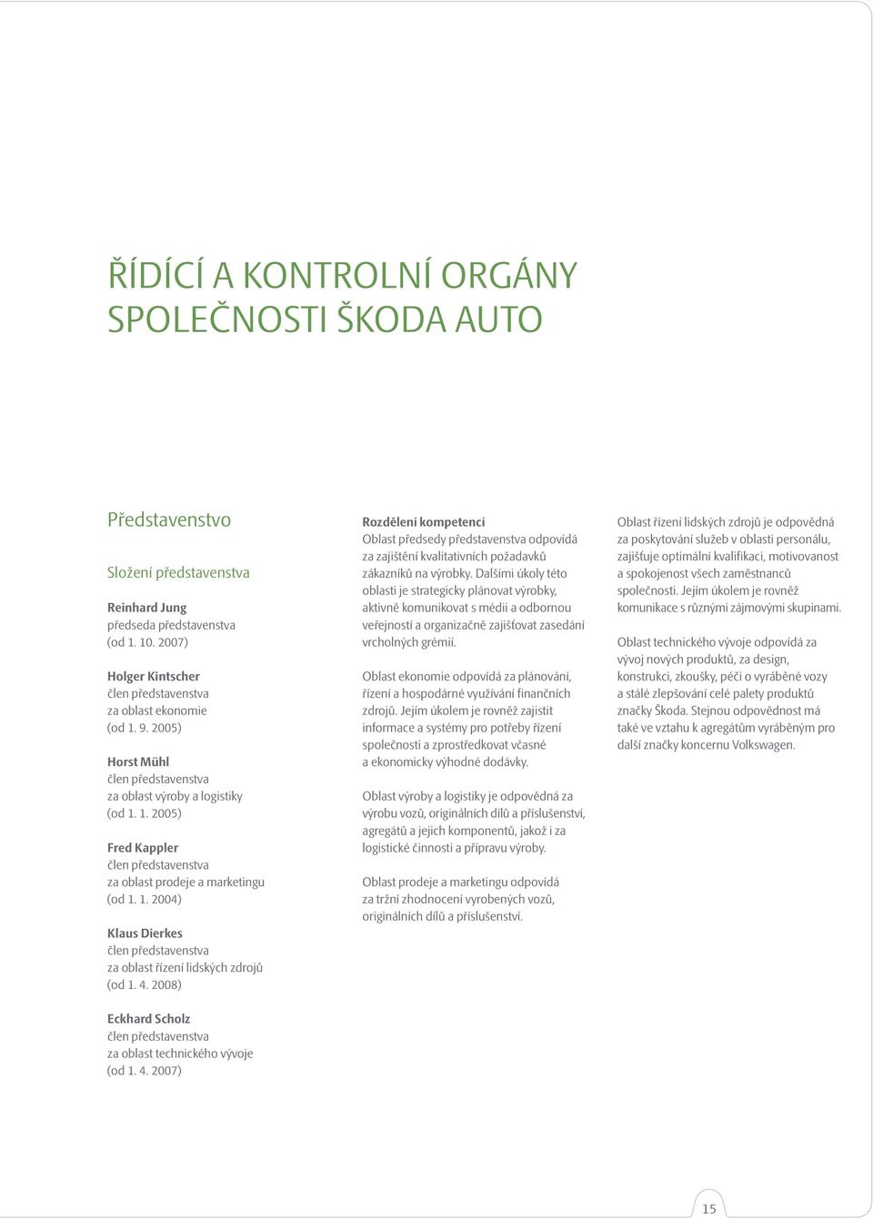 1. 2004) Klaus Dierkes člen představenstva za oblast řízení lidských zdrojů (od 1. 4.