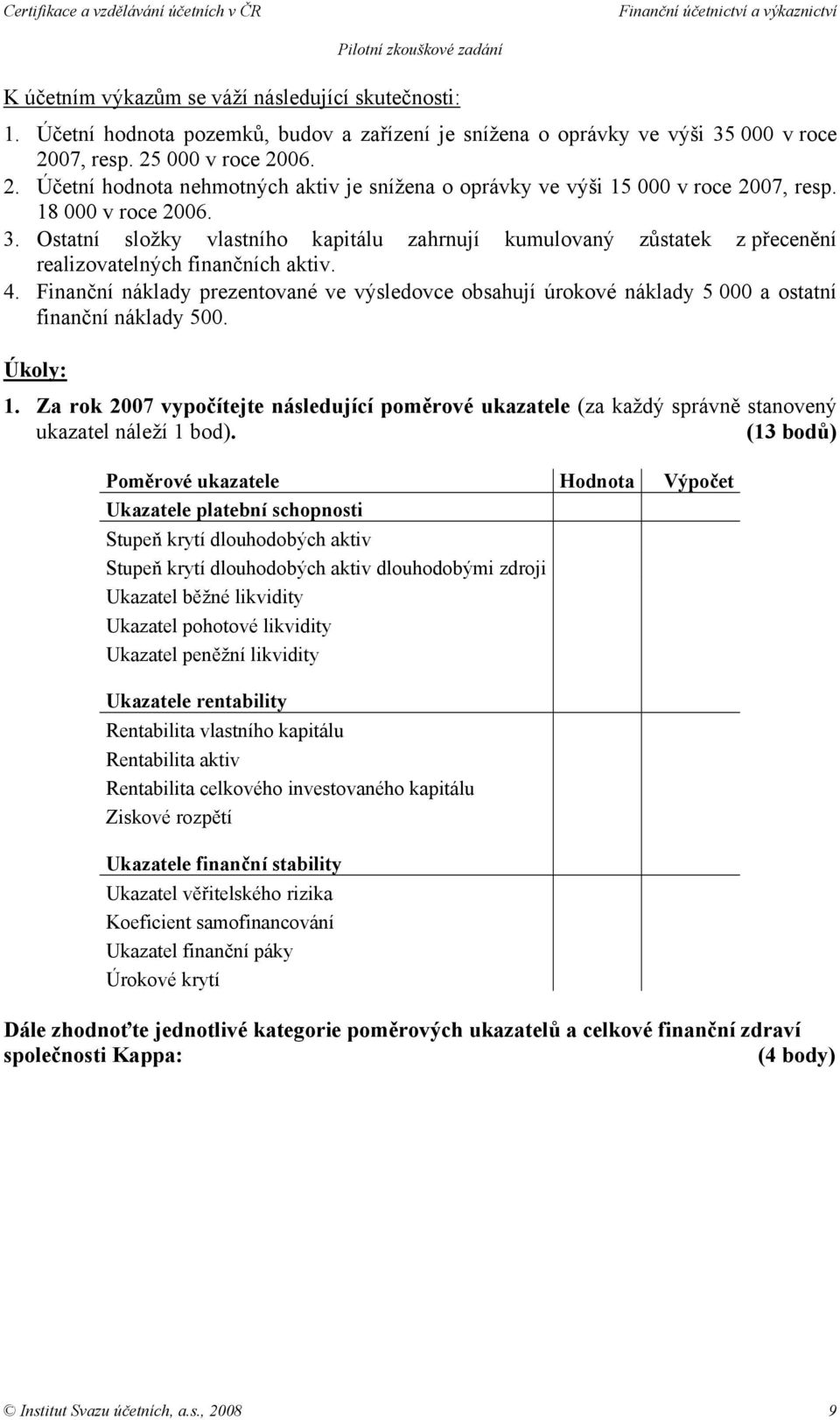 Ostatní složky vlastního kapitálu zahrnují kumulovaný zůstatek z přecenění realizovatelných finančních aktiv. 4.