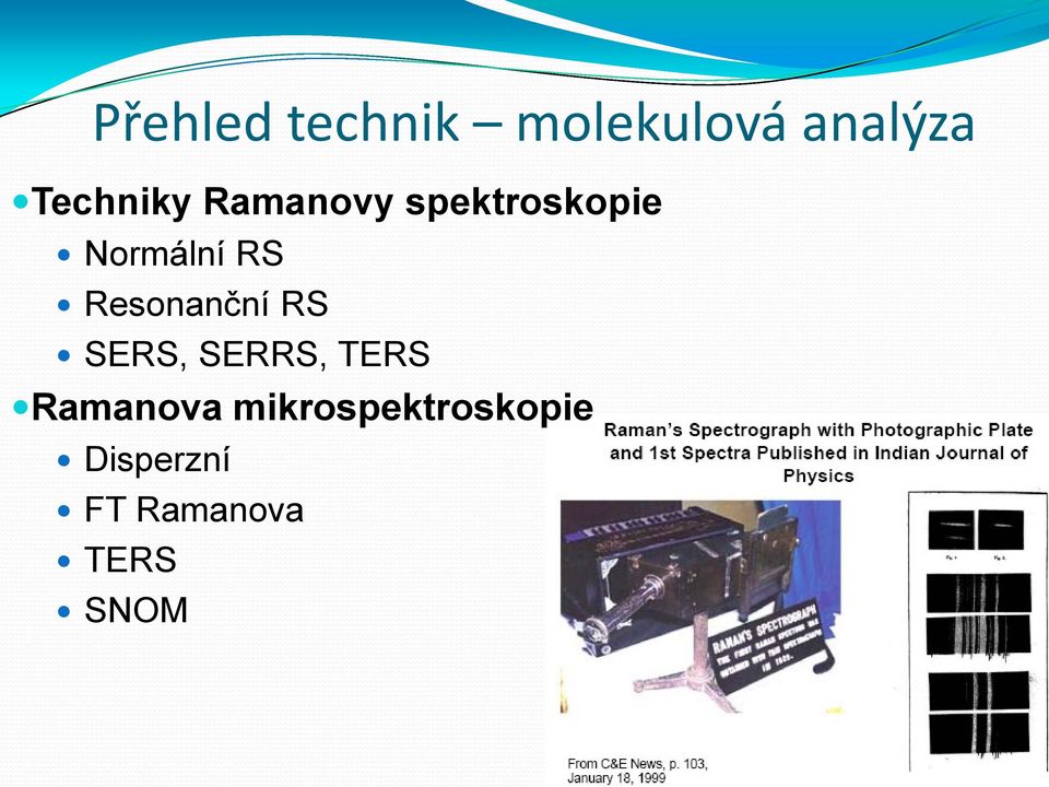 RS Resonanční RS SERS, SERRS, TERS