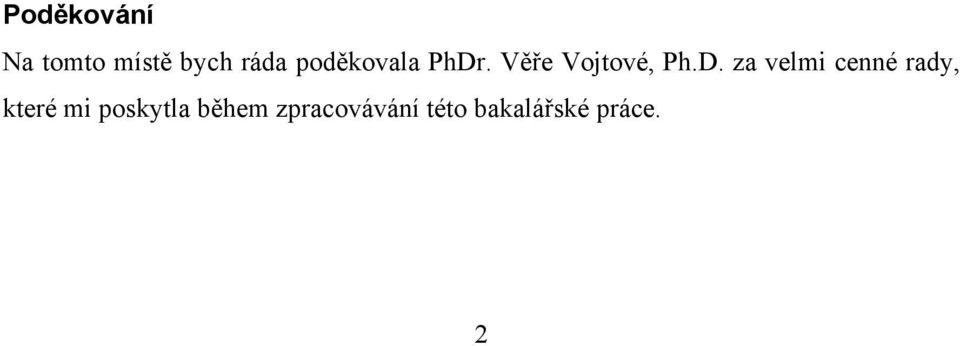 . Věře Vojtové, Ph.D.