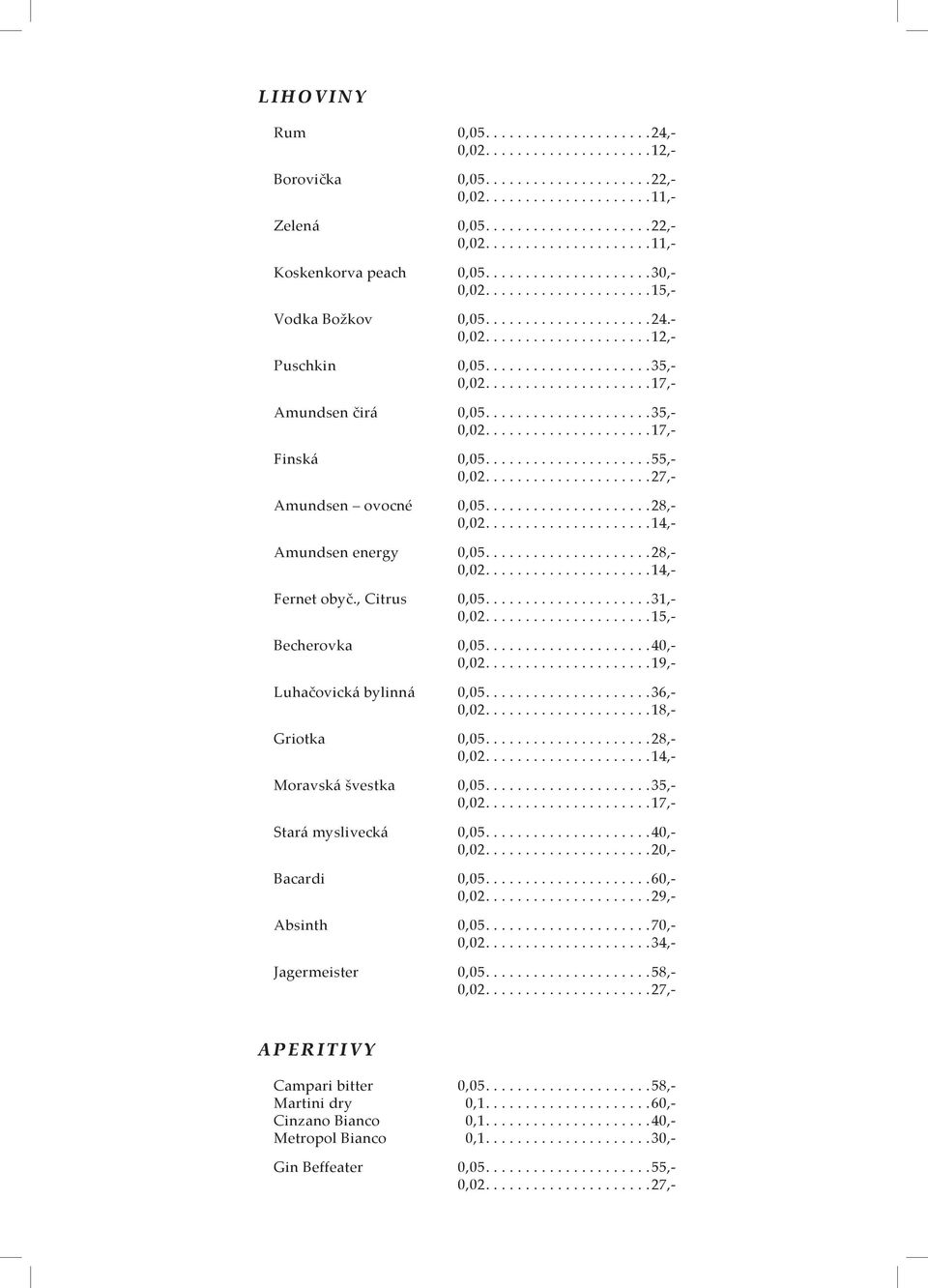 ................... 35,- 0,02.................... 17,- Finská 0,05.................... 55,- 0,02.................... 27,- Amundsen ovocné 0,05.................... 28,- 0,02.................... 14,- Amundsen energy 0,05.