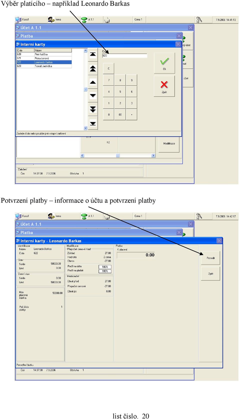 platby informace o účtu a