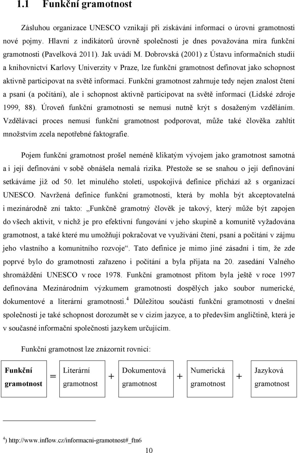 Dobrovská (2001) z Ústavu informačních studií a knihovnictví Karlovy Univerzity v Praze, lze funkční gramotnost definovat jako schopnost aktivně participovat na světě informací.