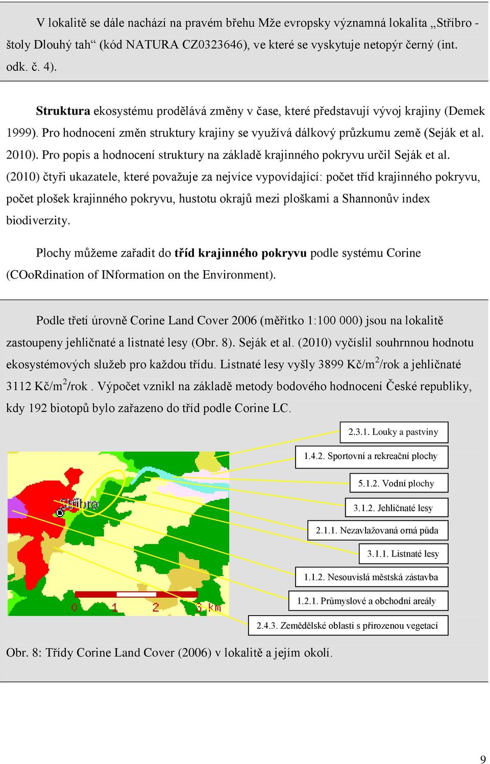 Pro popis a hodnocení struktury na základě krajinného pokryvu určil Seják et al.