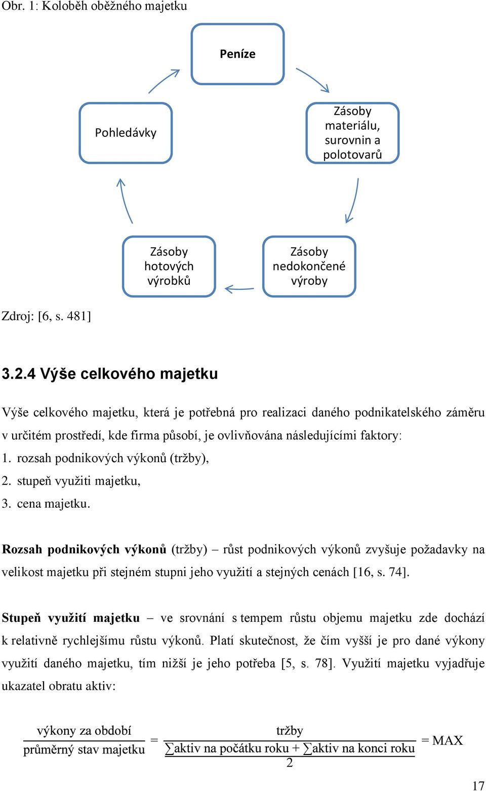 rozsah podnikových výkonů (trţby), 2. stupeň vyuţiti majetku, 3. cena majetku.