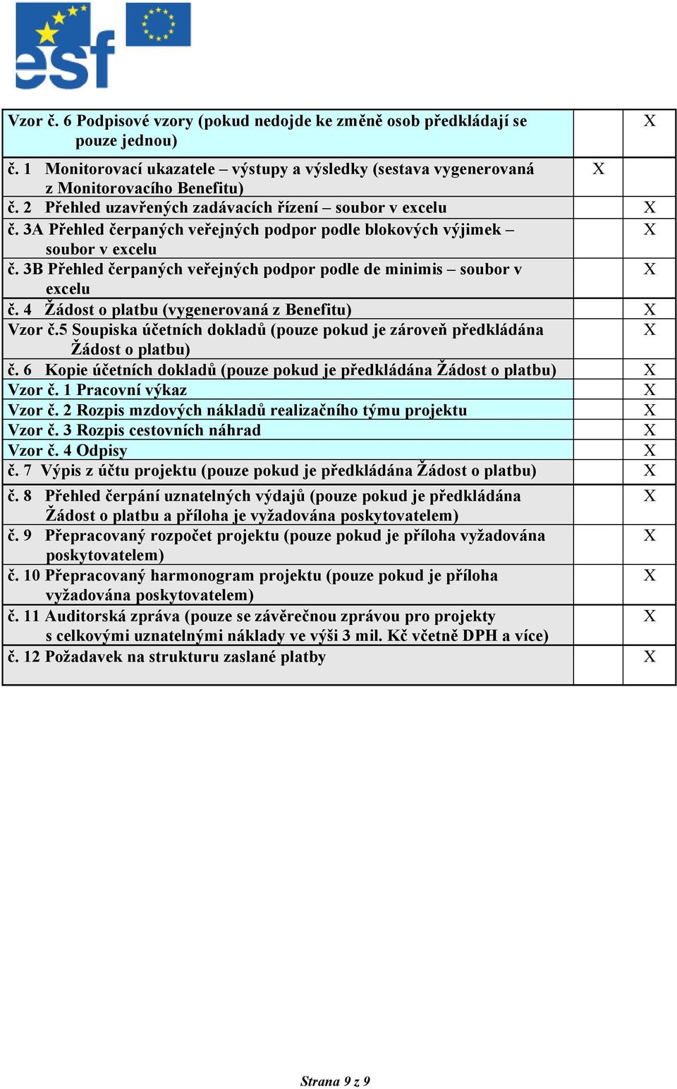 3B Přehled čerpaných veřejných podpor podle de minimis soubor v excelu č. 4 Žádost o platbu (vygenerovaná z Benefitu) Vzor č.