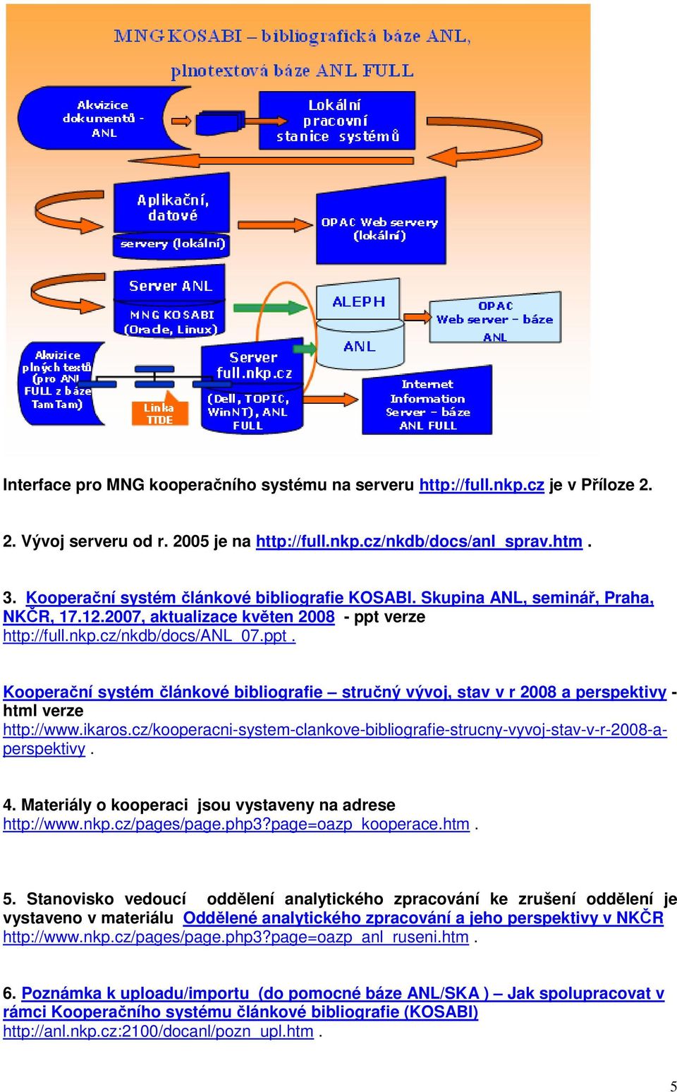 verze http://full.nkp.cz/nkdb/docs/anl_07.ppt. Kooperační systém článkové bibliografie stručný vývoj, stav v r 2008 a perspektivy - html verze http://www.ikaros.